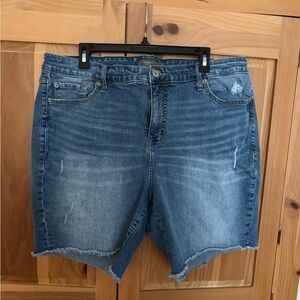 Torrid Dark Blue Distressed Denim Cutoff Shorts